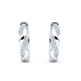 Twisted Infinity Round Cubic Zirconia Huggie Hoop Earring 925 Sterling Silver