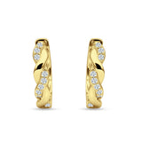 Twisted Infinity Round Cubic Zirconia Huggie Hoop Earring 925 Sterling Silver