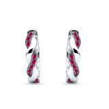 Twisted Infinity Round Cubic Zirconia Huggie Hoop Earring 925 Sterling Silver