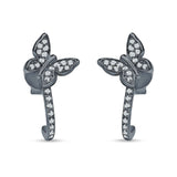 Butterfly Cluster Stud Earring Cubic Zirconia 925 Sterling Silver