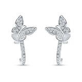 Butterfly Cluster Stud Earring Cubic Zirconia 925 Sterling Silver