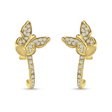 Butterfly Cluster Stud Earring Cubic Zirconia 925 Sterling Silver