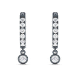 Round Charm Huggie Hoop Earring Cubic Zirconia 925 Sterling Silver