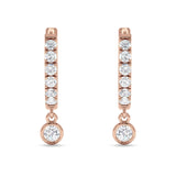 Round Charm Huggie Hoop Earring Cubic Zirconia 925 Sterling Silver