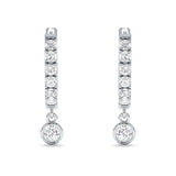 Round Charm Huggie Hoop Earring Cubic Zirconia 925 Sterling Silver