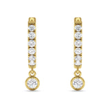 Round Charm Huggie Hoop Earring Cubic Zirconia 925 Sterling Silver