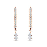 Dangle Hoop 22mm Leverback Earrings Round & Marquoise CZ 925 Sterling Silver