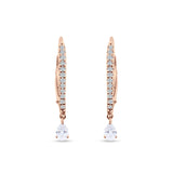 Round & Pear Teardrop CZ Dangle Hoop Leverback Earrings 925 Sterling Silver