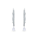 Round & Pear Teardrop CZ Dangle Hoop Leverback Earrings 925 Sterling Silver