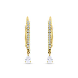 Round & Pear Teardrop CZ Dangle Hoop Leverback Earrings 925 Sterling Silver