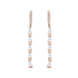 Drop Dangle Oblong Hoop Earring Pear Cubic Zirconia 925 Sterling Silver