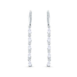 Drop Dangle Oblong Hoop Earring Pear Cubic Zirconia 925 Sterling Silver