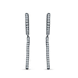 Round 39mm Drop Dangle Hoop Earring Cubic Zirconia 925 Sterling Silver