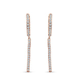 Round 39mm Drop Dangle Hoop Earring Cubic Zirconia 925 Sterling Silver
