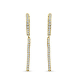 Round 39mm Drop Dangle Hoop Earring Cubic Zirconia 925 Sterling Silver