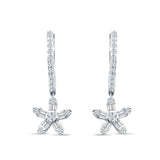 Dangle Drop Floral Star Hoop Earrings Cubic Zirconia 925 Sterling Silver