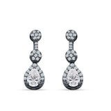 Drop Dangle 19mm Pear Stud Earrings Cubic Zirconia 925 Sterling Silver