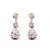 Drop Dangle 19mm Pear Stud Earrings Cubic Zirconia 925 Sterling Silver