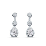 Drop Dangle 19mm Pear Stud Earrings Cubic Zirconia 925 Sterling Silver