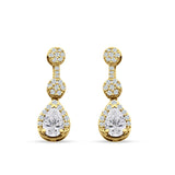 Drop Dangle 19mm Pear Stud Earrings Cubic Zirconia 925 Sterling Silver