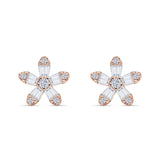 Minimalist 12.4mm Floral Stud Earrings Cubic Zirconia 925 Sterling Silver
