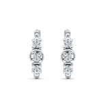 Minimalist 12mm Round Cubic Zirconia Trio Hoop Earrings 925 Sterling Silver