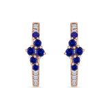 Minimalist 12.7mm Round CZ & Blue Sapphire CZ Hoop Earrings 925 Sterling Silver