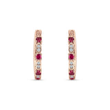 Minimalist 18mm Round Cluster CZ & Ruby CZ Hoop Earrings 925 Sterling Silver