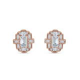 Floral 10.3mm Multistone Stud Earrings Cubic Zirconia 925 Sterling Silver