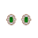 Floral 10.3mm Multistone Stud Earrings Green Emerald CZ 925 Sterling Silver