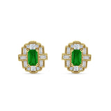 Floral 10.3mm Multistone Stud Earrings Green Emerald CZ 925 Sterling Silver