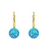 Round 8mm Lab Created Opal Leverback Earrings 925 Sterling Silver