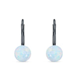 Round 8mm Lab Created Opal Leverback Earrings 925 Sterling Silver