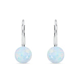 Round 6mm Lab Created Opal Leverback Earrings 925 Sterling Silver