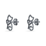 Heart Cat Stud Earring