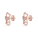 Heart Cat Stud Earring