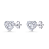 Heart CZ Stud Earrings