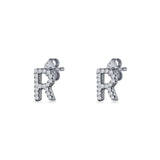 Initial R Stud Earrings