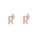 Initial R Stud Earrings