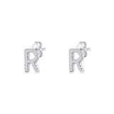 Initial R Stud Earrings