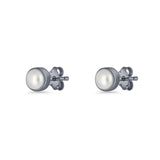 4.5mm Simulated Freshwater Pearl Stud Earrings 925 Silver