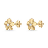 Flower Stud Earrings Cubic Zirconia 7.9mm 925 Sterling Silver