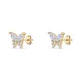 Butterfly Stud Earrings Marquise Cubic Zirconia 925 Sterling Silver
