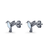 Hummingbird Stud Earring Lab Created Opal 925 Sterling Silver