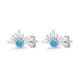 Round 7.5mm Sunset Stud Earring Lab Created Opal 925 Sterling Silver