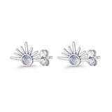 Round 7.5mm Sunset Stud Earring Lab Created Opal 925 Sterling Silver