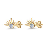 Round 7.5mm Sunset Stud Earring Lab Created Opal 925 Sterling Silver