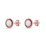 Minimalist 6.8mm Lab Created Opal Bali Stud Earring  925 Sterling Silver
