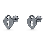 Heart Lock Stud Earrings
