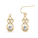 Round 19.7mm Lab Created Opal Celtic Knot Heart Fishhook Earring 925 Sterling Silver